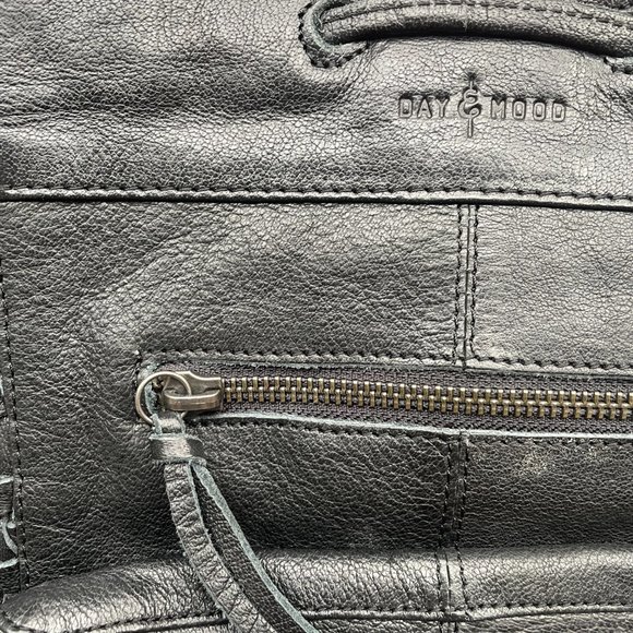 Day and Mood Crossbody Woven Handbag 100% Genuine Leather Bailee Bucket Bag - Picture 4 of 6